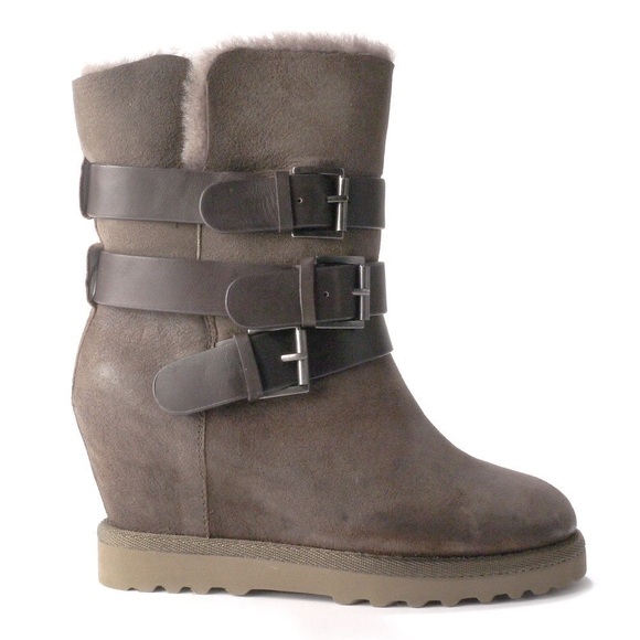 Ash Yes Shearling-Cuff Wedge Boot Topo Size 40 - Picture 7 of 14